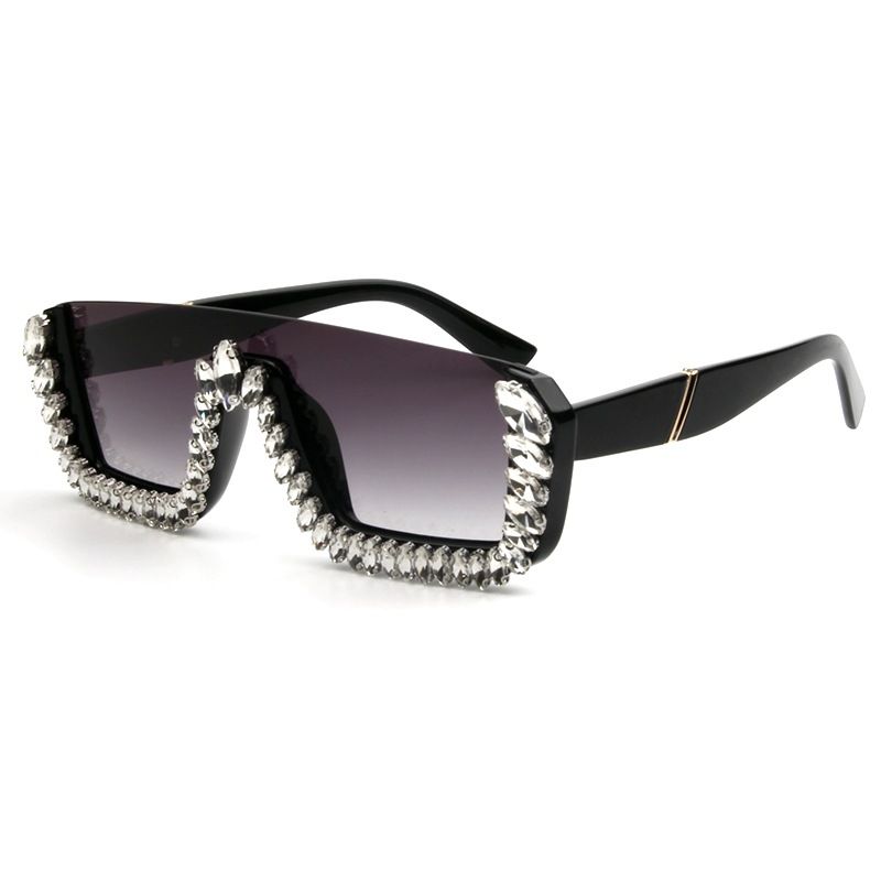 Gradient Luxury Square Oversize Rimless Sunglasses