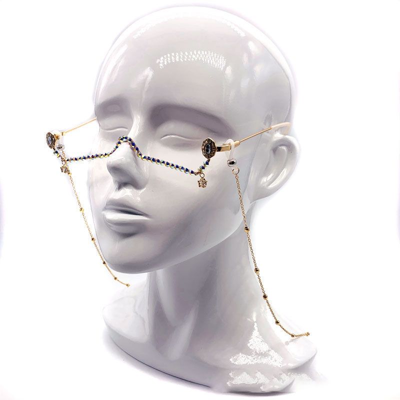 Luxury Diamante Chain Pendant Half Bling Glasses Frame