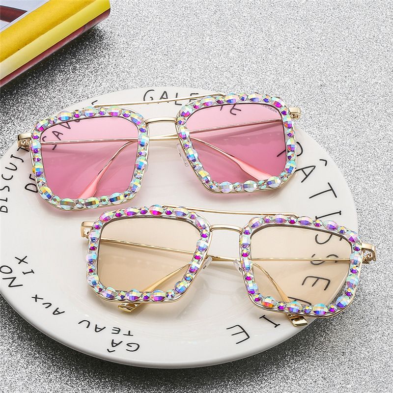 Clear Rim Candy Solid Tint Cute Square Sunglasses