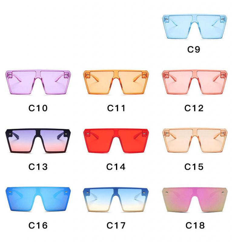 One piece flat top frame square mono lens sunglasses
