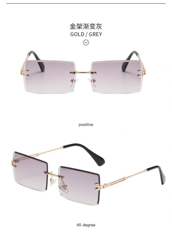 Girls small elegant chic rectangle rimless sunglasses