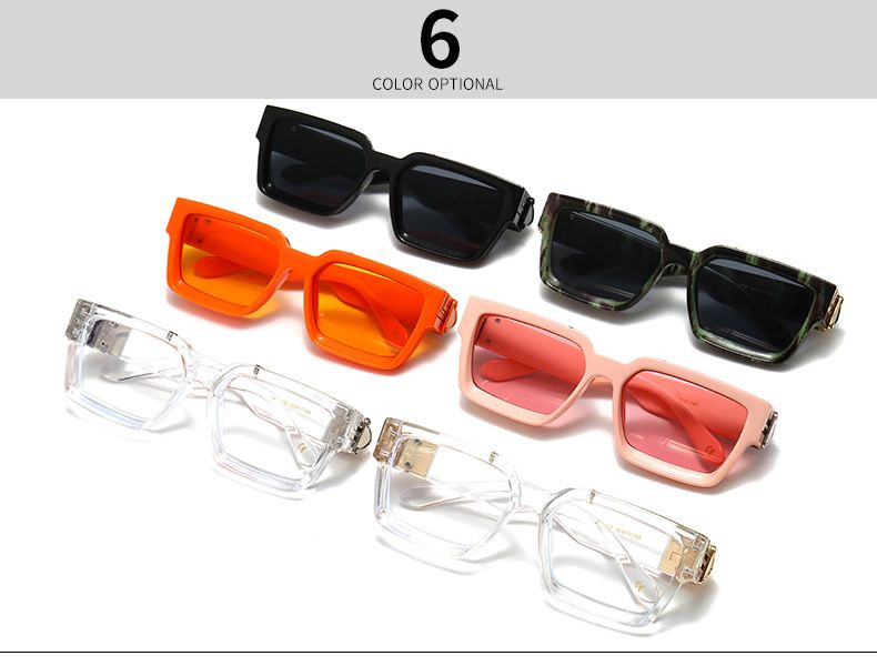 Fashion Luxurious Sunglasses Striped Square Bold Frame
