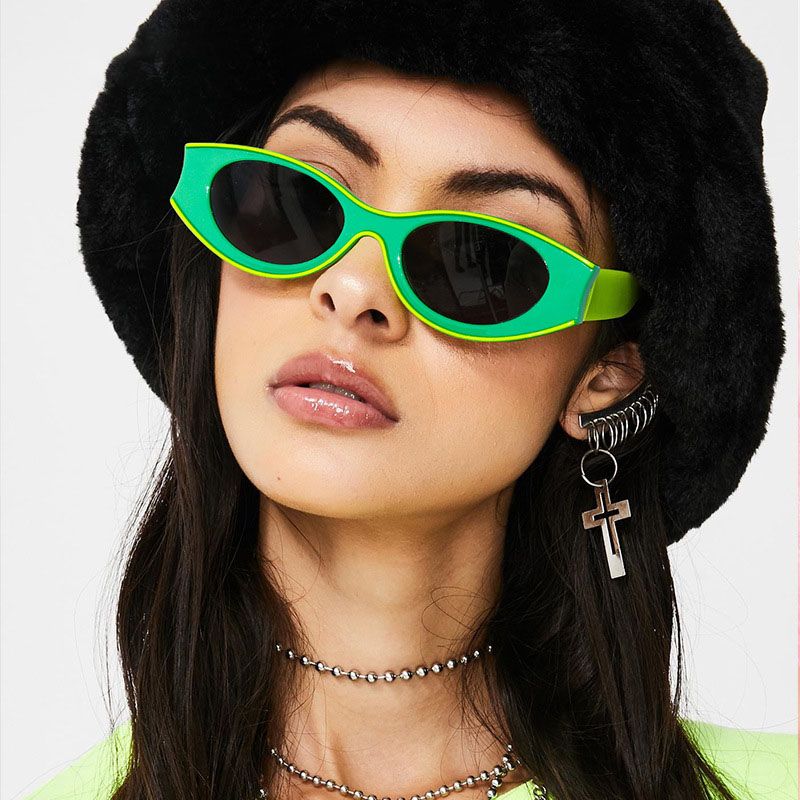 Girls Cute Multicolored Shades Hip Hop Oval Sunglasses