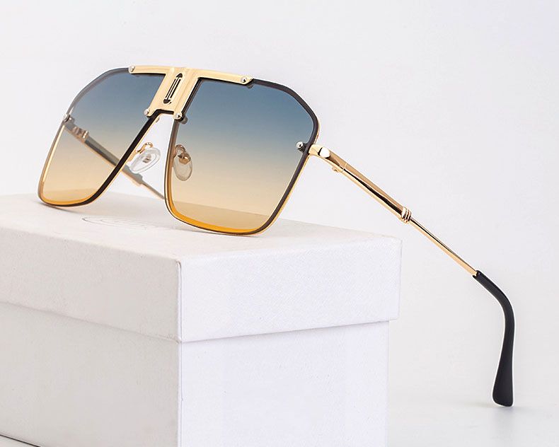 Modern flat top oversize rectangular aviator sunglasses