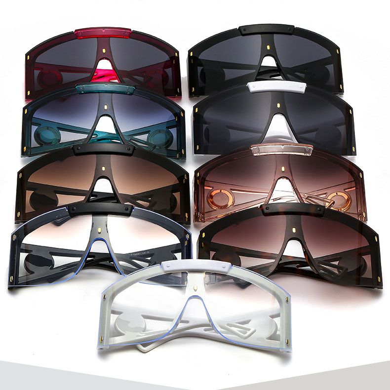 Futuristic Oversized Rimless Mask Mono Lens Sunglasses