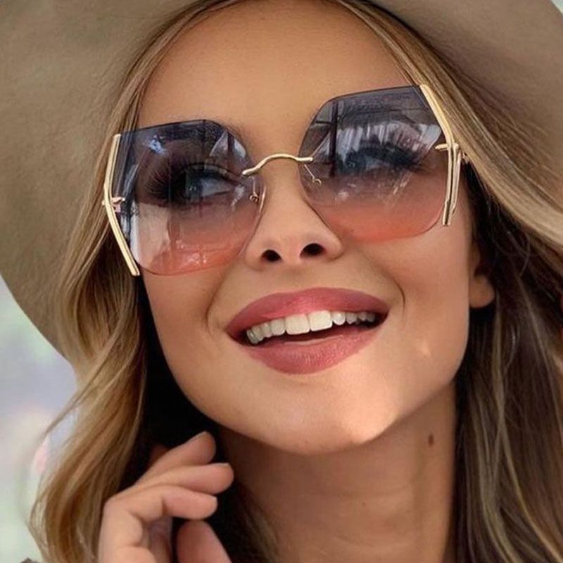 Cool rimless polygon shades ladies luxury sunglasses