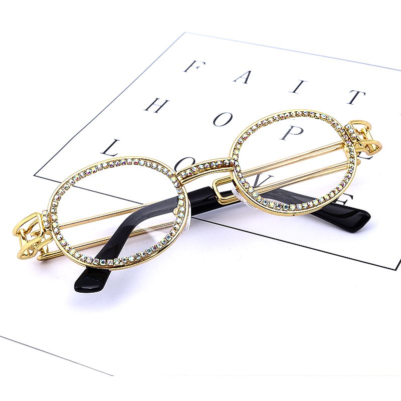 Luxury diamante steampunk sunglasses bling oval shades
