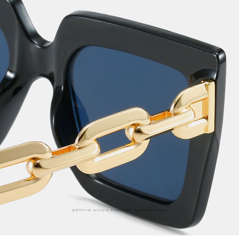 Retro Square Shades Gold Chain Legs Sunglasses