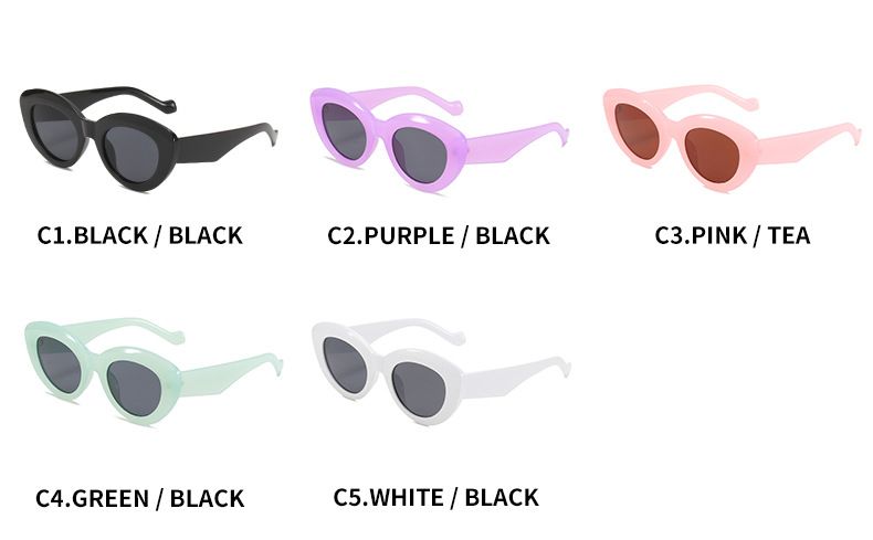 Jelly Color Oval Shape Cute Cat Eye Sunglasses