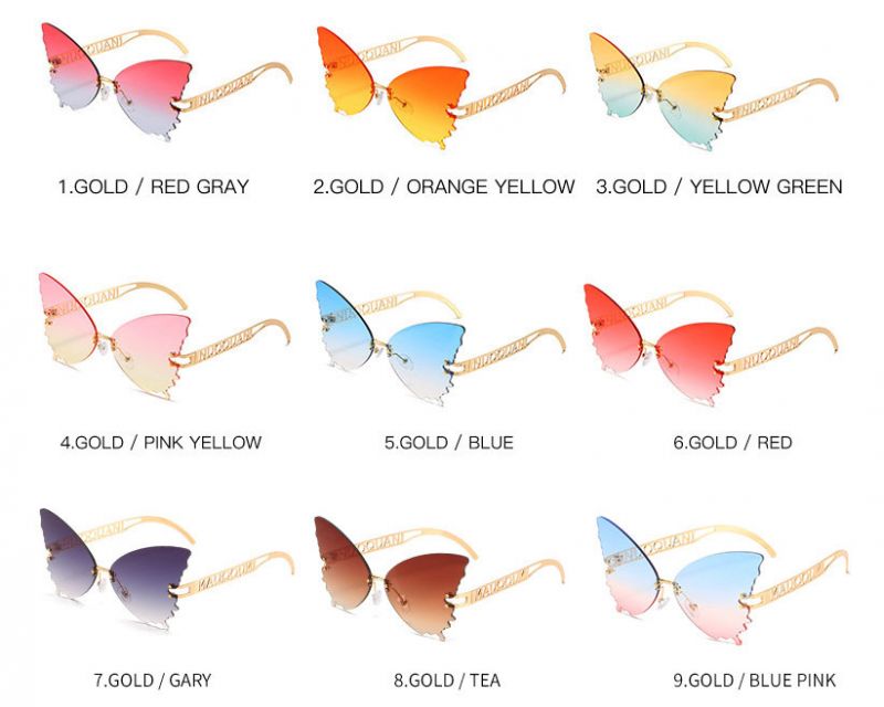 Fashion women rimless luxury butterfly sunglasses