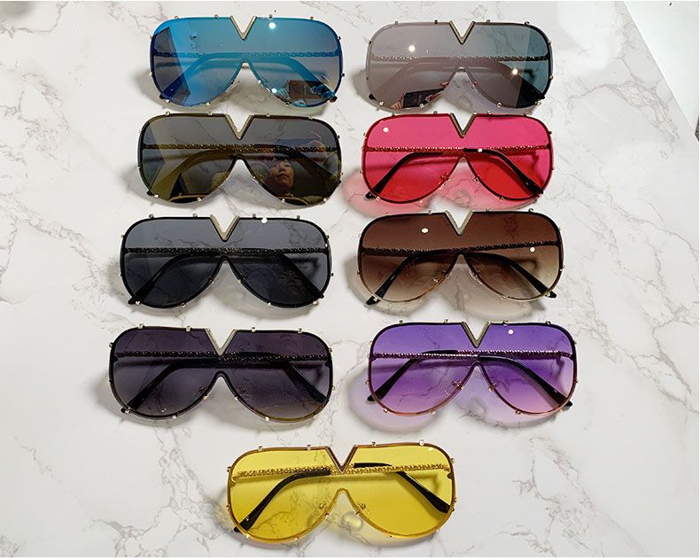 Modern Flat Top Sunglasses Oversized One Piece Lens