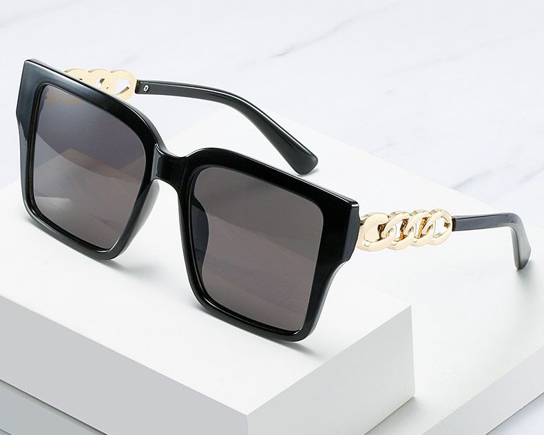 Gold Tone Big 'B' Logo Oversized Square Sunglasses