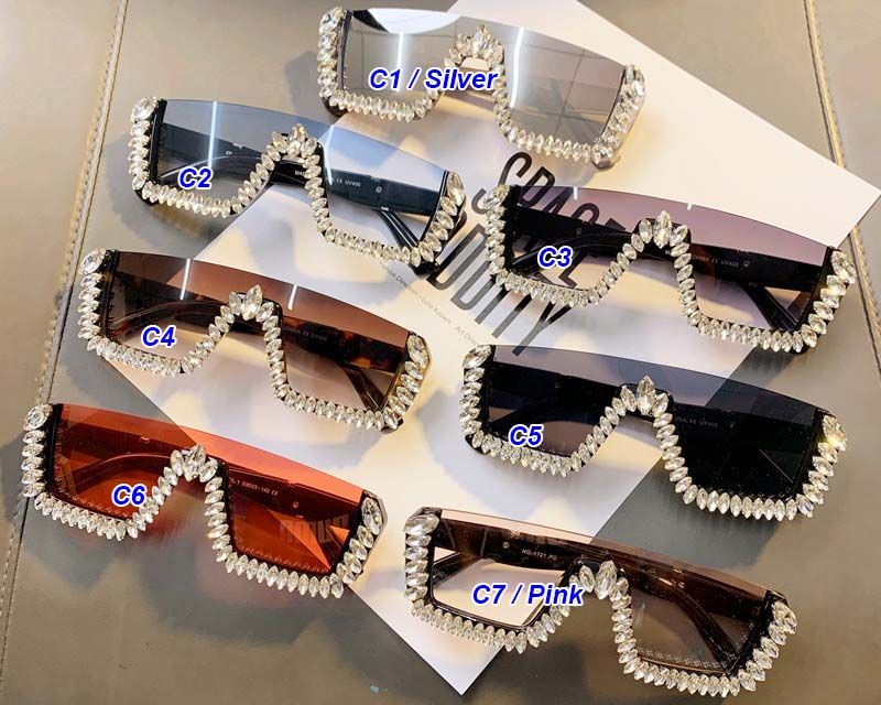 Luxury Rhinestones Flat Top Half Frame BLING Sunglasses