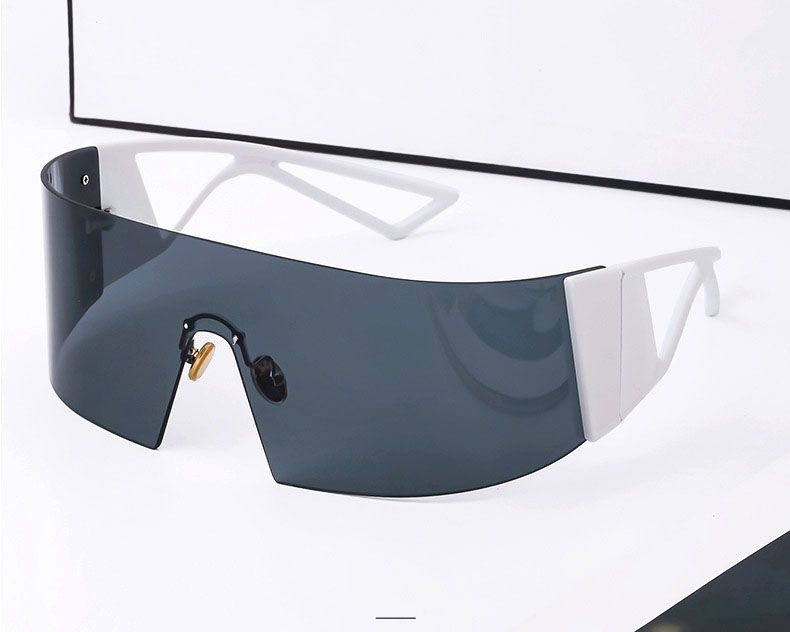Futuristic aviator one piece lens shield sunglasses