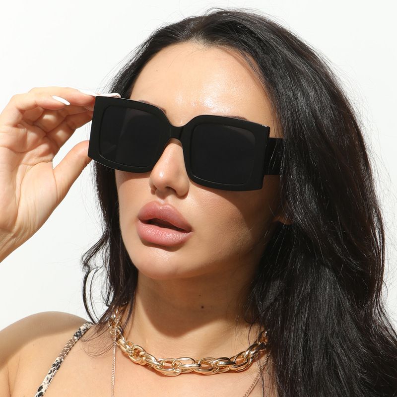 Chic oversized square frame gradient big sunglasses