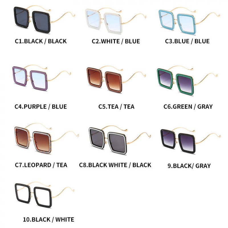 Glittery Vintage Oversized Square Gradient Sunglasses