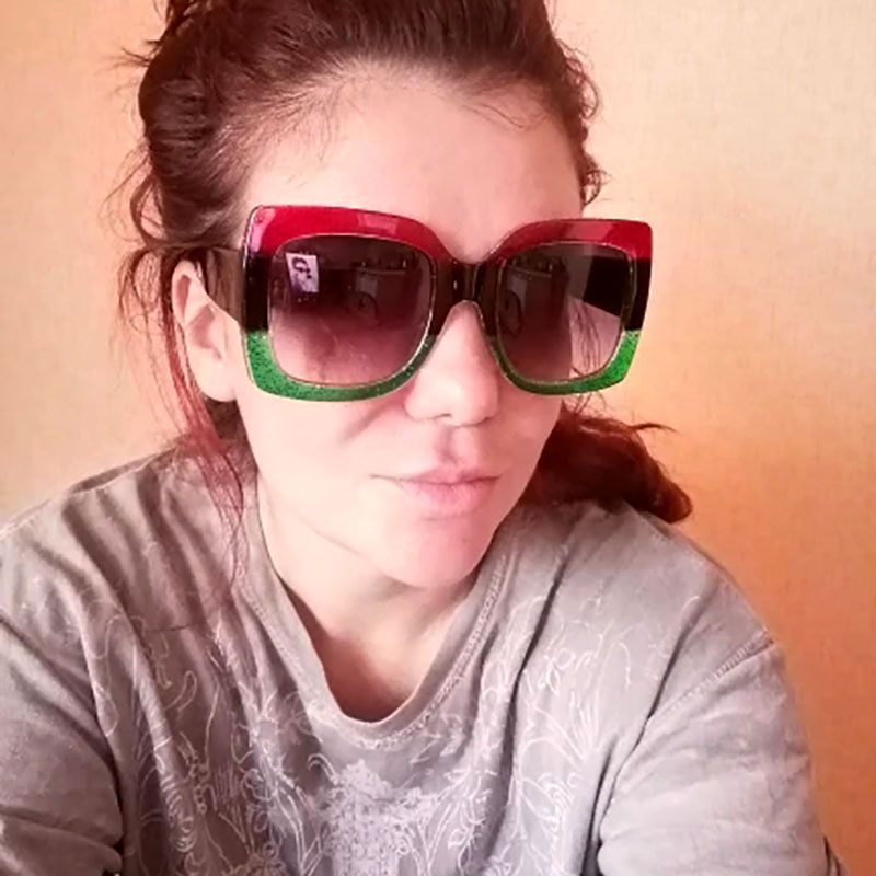 Oversized multicoloured fashionable bling sunglasses