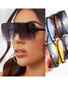Flat Top Frame Mono Lens Oversized Shield Sunglasses