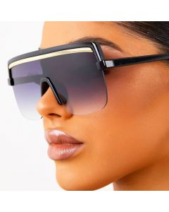 Cool futuristic flat top one piece aviator sunglasses