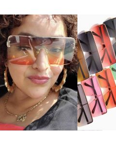 Flat Top Square Frame Futuristic Shield Sunglasses