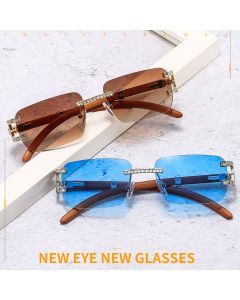 Vintage Rhinestones Bling Sunglasses Rimless Lenses