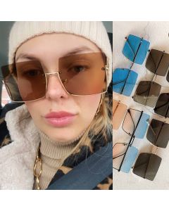 Modern Half Frame Square Sunglasses Gradient Shades