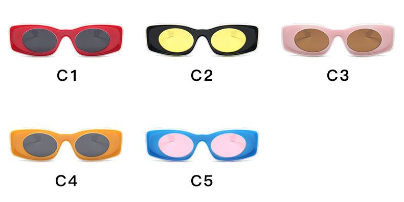 Candy Color Rectangle Trendy Sunglasses Hip Hop Shades