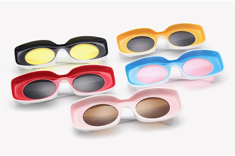 Candy Color Rectangle Trendy Sunglasses Hip Hop Shades