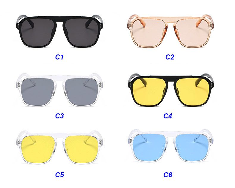 Retro 'D' Shape Frame Sunglasses w/ Dot Nails Decor