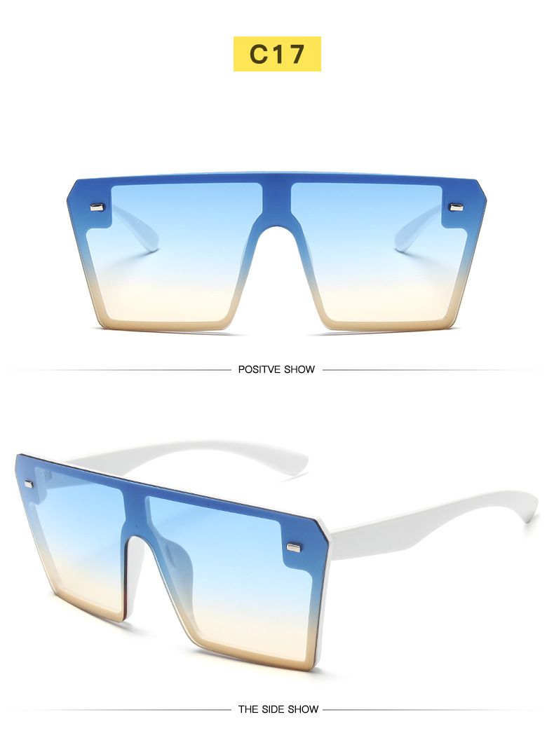 One piece flat top frame square mono lens sunglasses