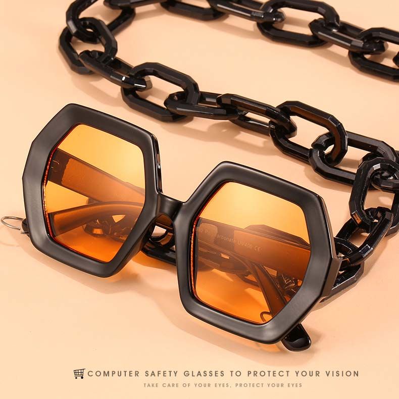 Metal Frame Double Bridges Geometric Aviator Sunglasses