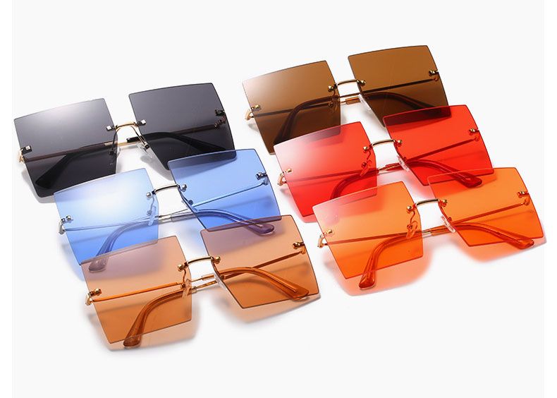 Oversized Rimless Square Sunglasses Women Large Glasses