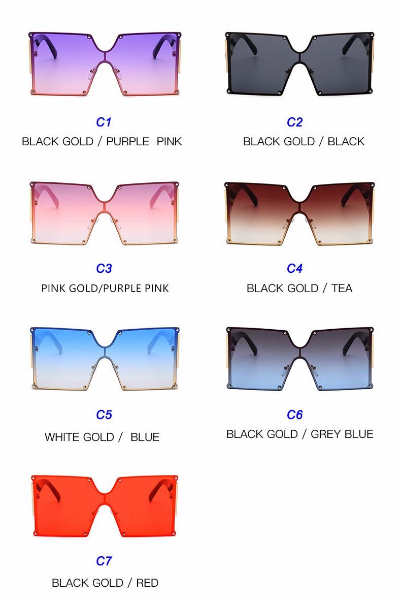 Vintage oversize square frame sunglasses gradient tint