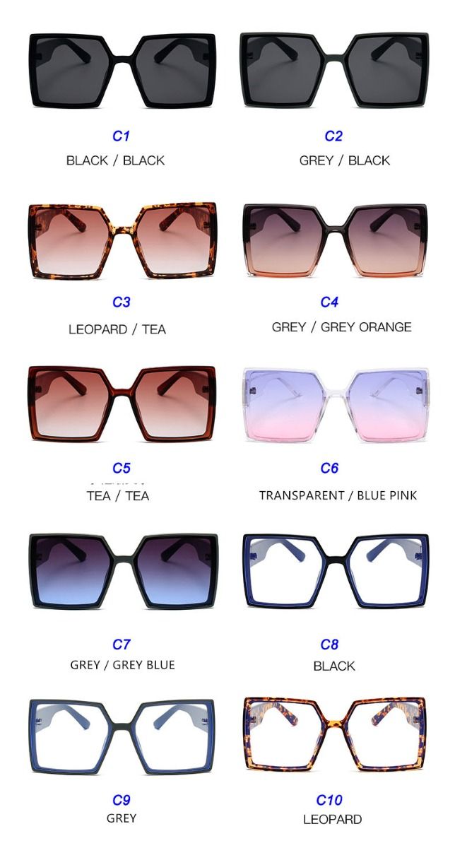 Oversized square sunglasses w/ large lens & bold legs