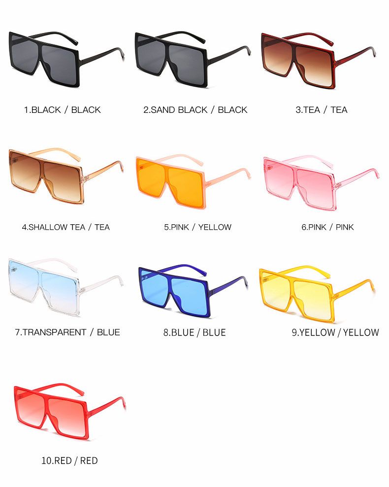 Chic One Piece Sunglasses Flat Top Thick Frame