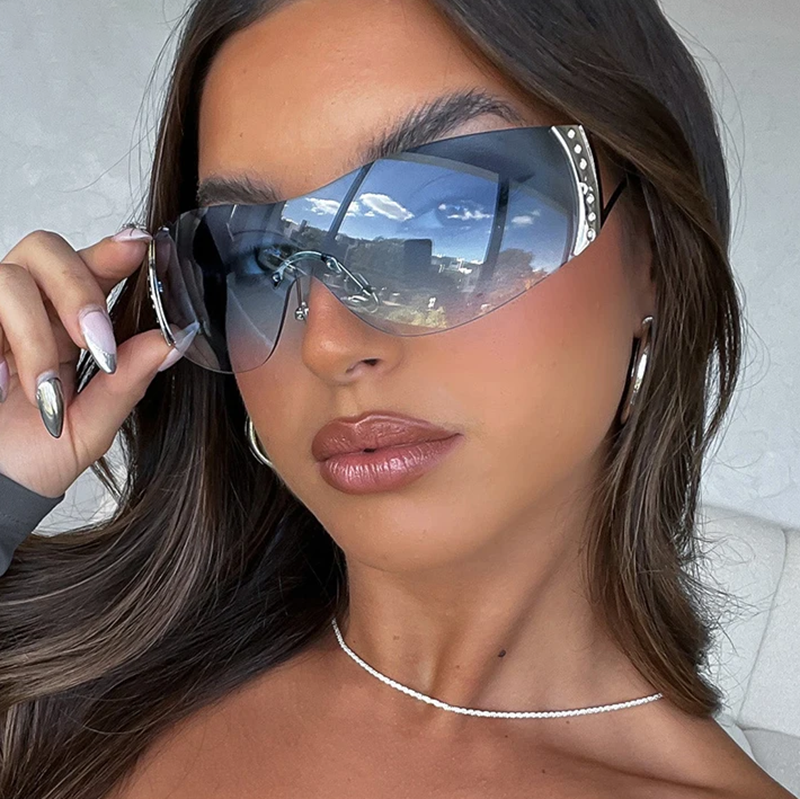 Girls Bling Frame Wrap Around One Lens Sunglasses
