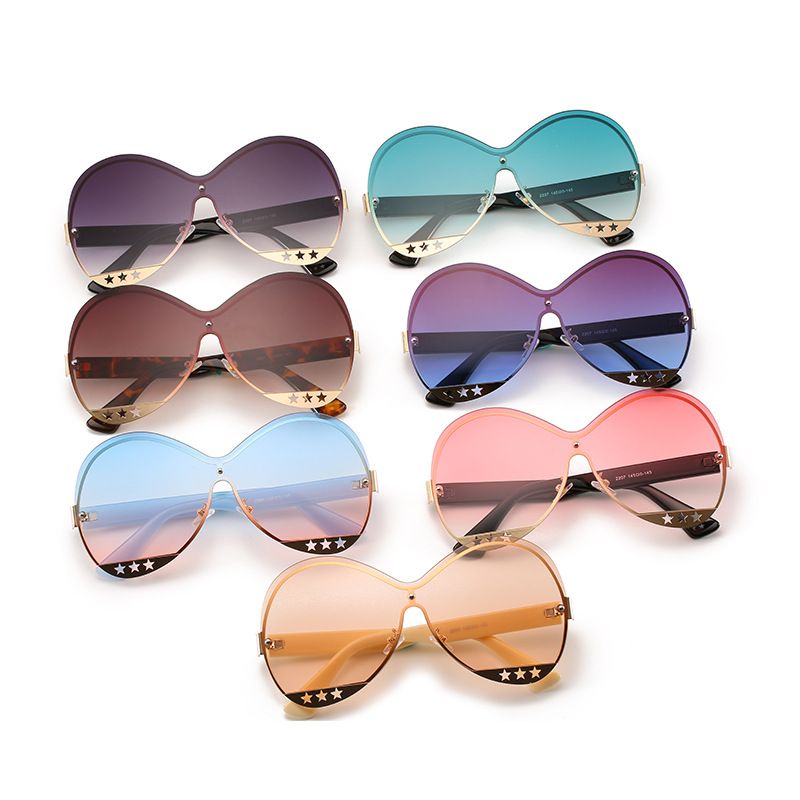 Women Elegant Stars Decor Oval Mono Lens Sunglasses