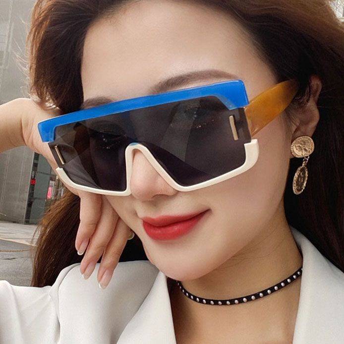 Futuristic Shield One Piece Lens Flat Top Sunglasses