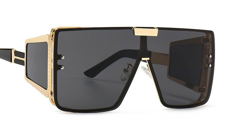 Oversized Flat Top Square Mono Lens Shield Sunglasses