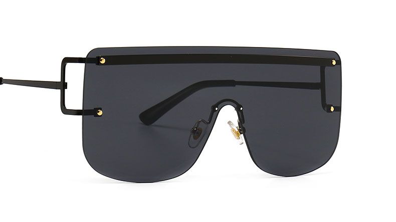 Oversized Flat Top Shield One Piece Lens Sunglasses