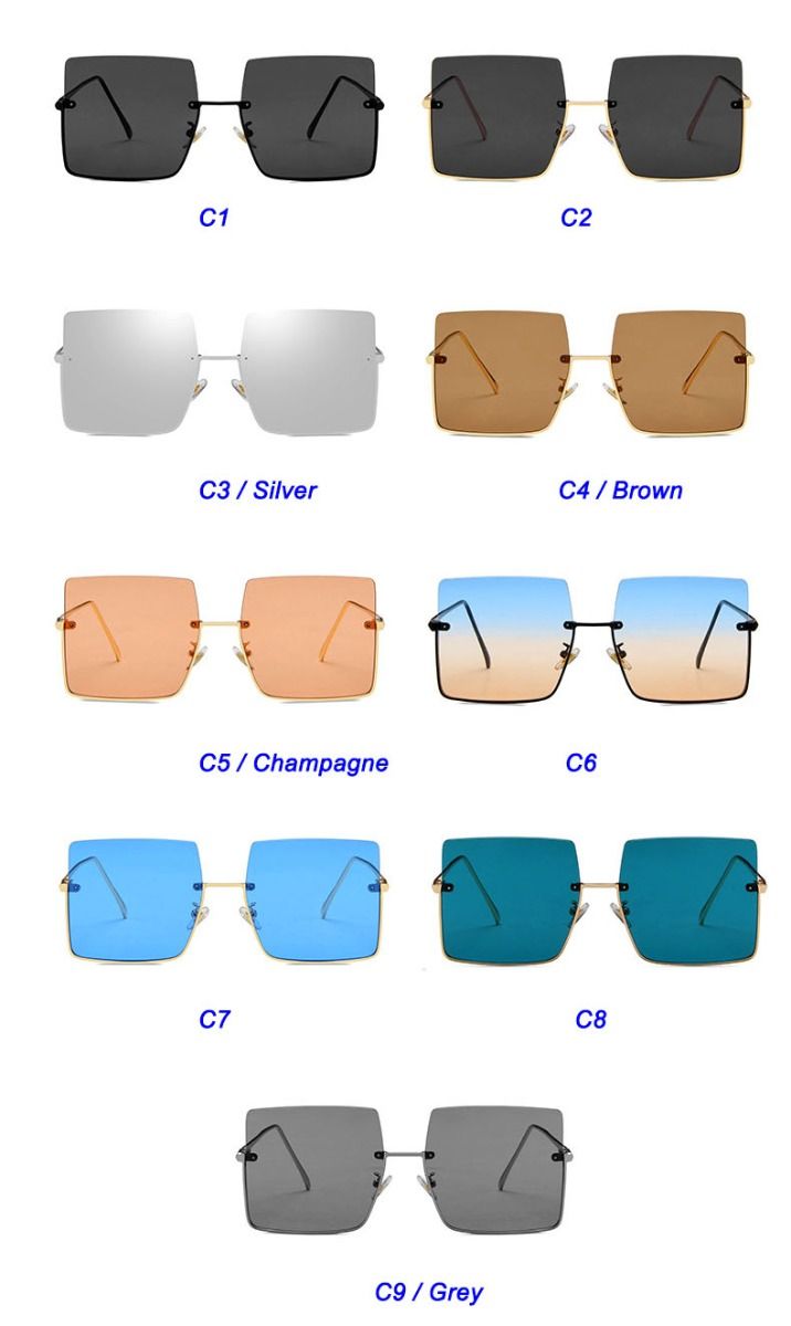 Modern Half Frame Square Sunglasses Gradient Shades