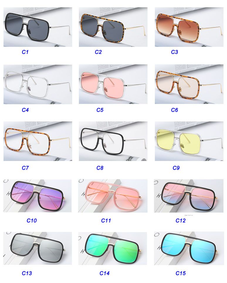 Flat Top Shades Oversized Square Sunglasses