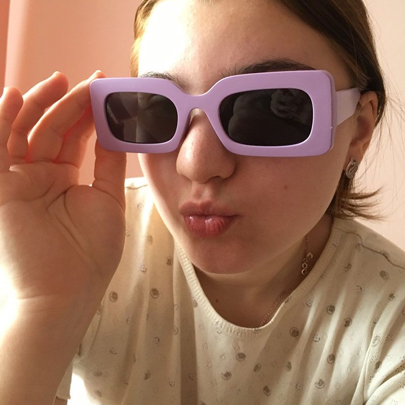 Adolescent vibrant candy color rectangular sunglasses