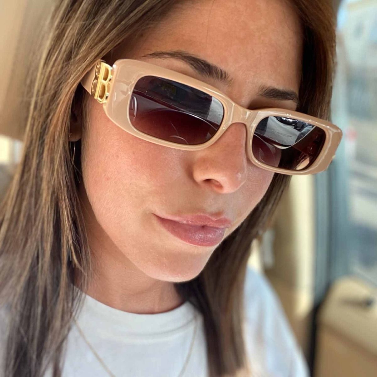 Gold double B hinge luxury celebrity trendy sunglasses