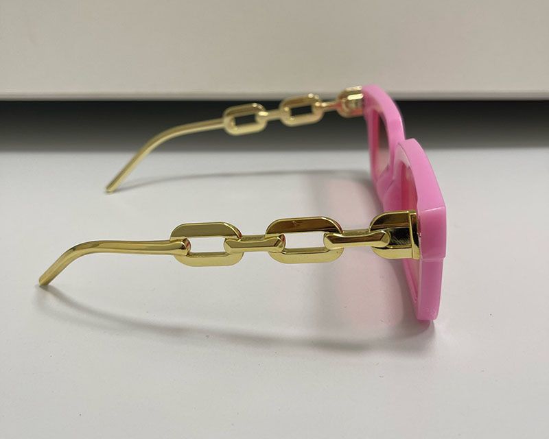 Unique Gold Tone Chain Legs Lovely Square Sunglasses