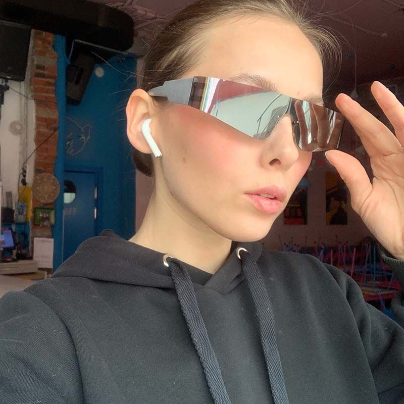 Futuristic Wrap Around Sunglasses Mirrored Shades