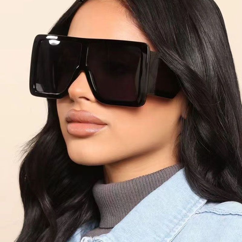 Flat Top Side Shields Bold Frame Oversize Sunglasses