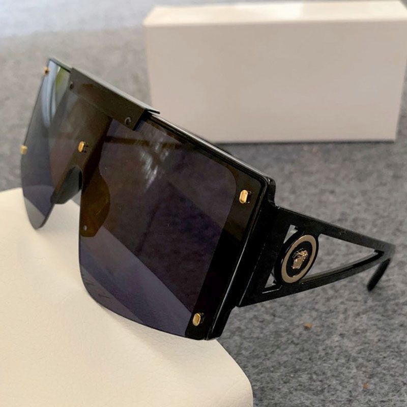 Luxury flat top one piece lens oversized sunglasses