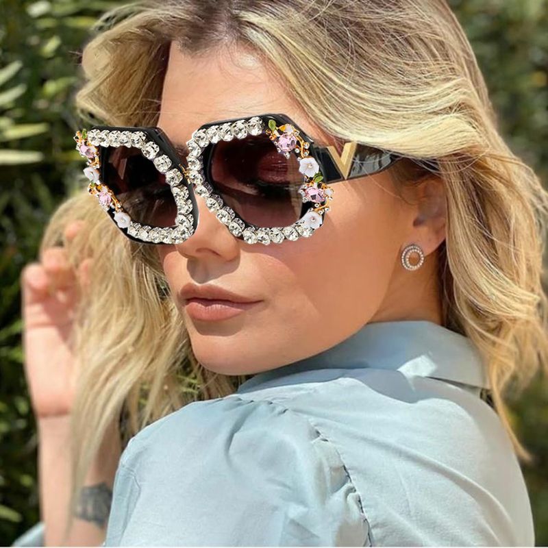 Womens rhinestones sunglasses bling oversized shades