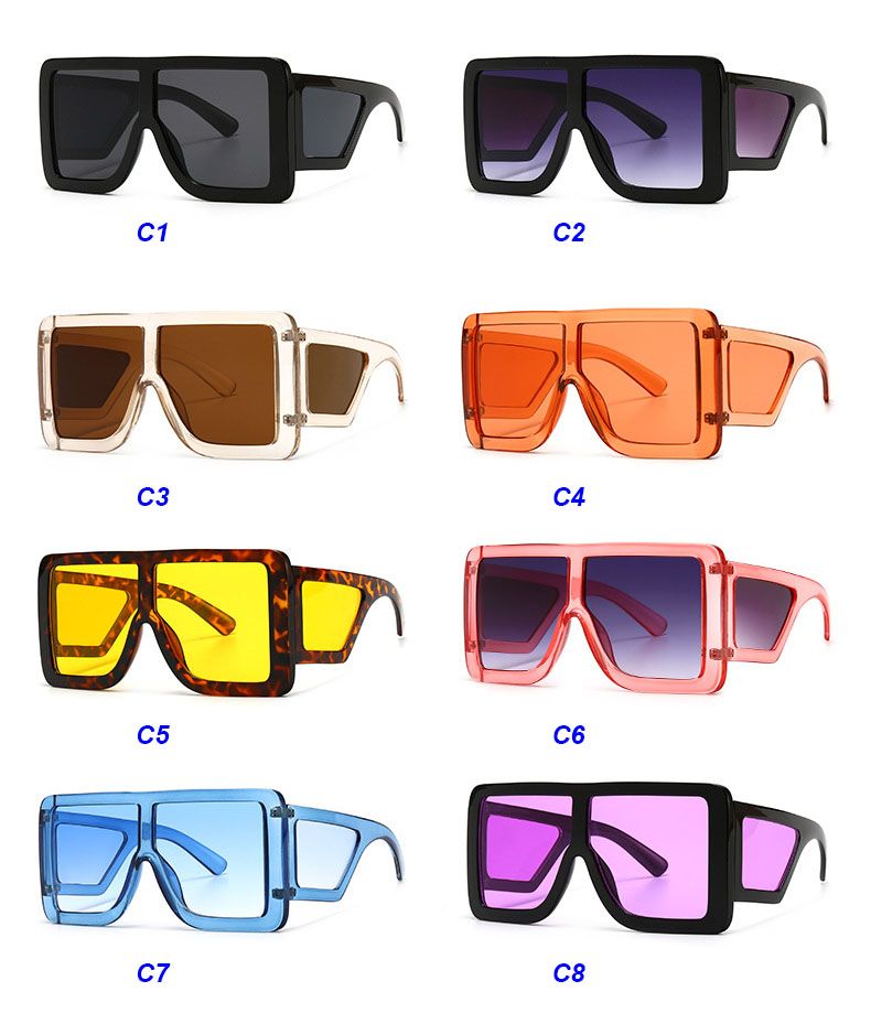 Flat Top Side Shields Bold Frame Oversize Sunglasses